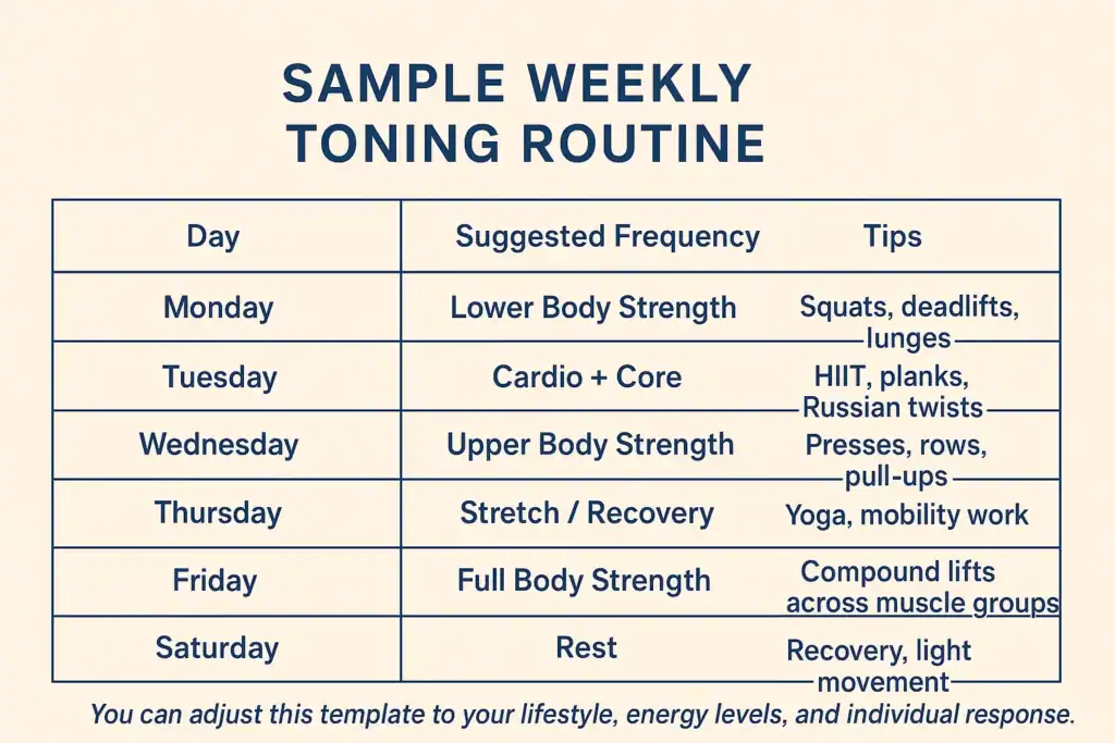 Achieving the Perfect Tone: How Often Should You Exercise for Results? 4 Weekly exercise Romford plan graphic