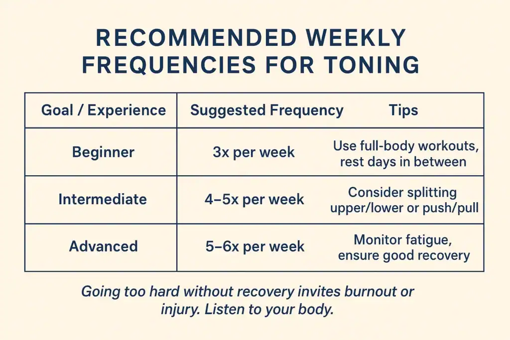 Achieving the Perfect Tone: How Often Should You Exercise for Results? 2 Graphic to show how often you should do exercise to help with toning Romford